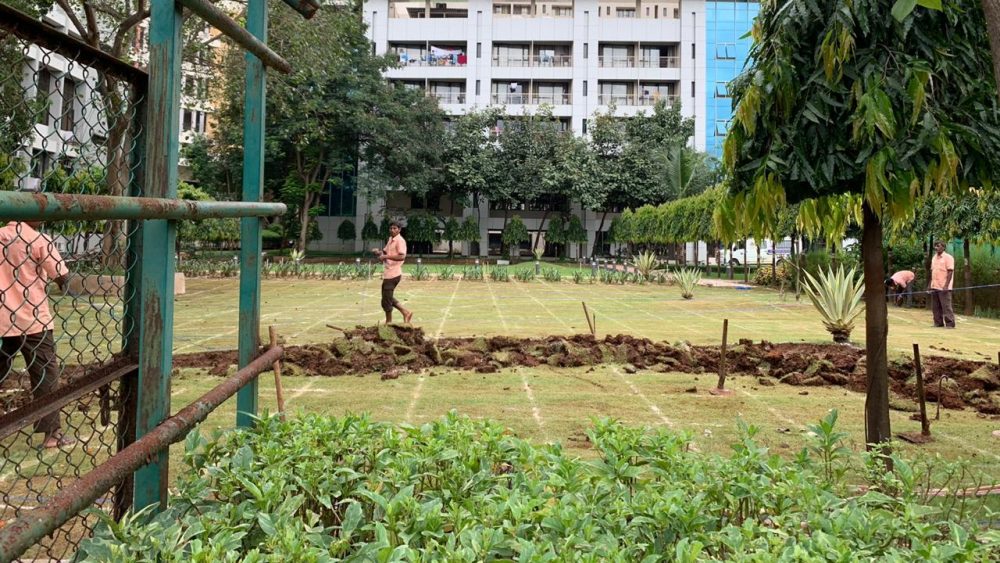 Digging the pathway to save the topsoil. Image: Dinesh Pradhan